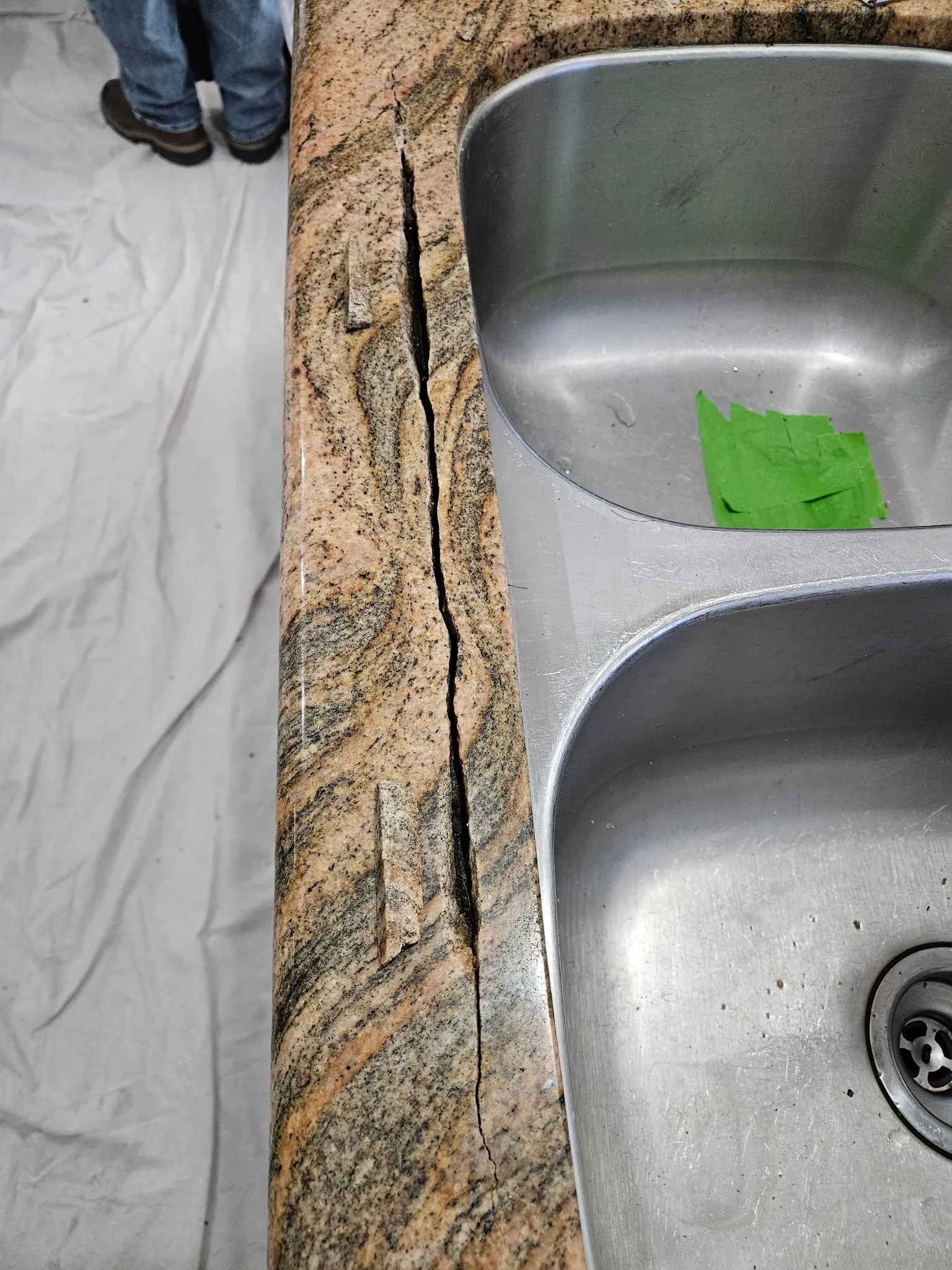 Granite countertop crack before repair