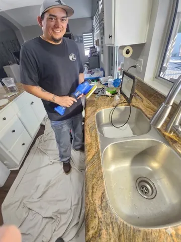 IICRC-certified Expert Stone Repair technician after completing granite countertop crack repair in Craig Ranch Las Vegas