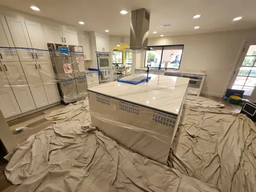 Kitchen marble countertop before polishing and restoration