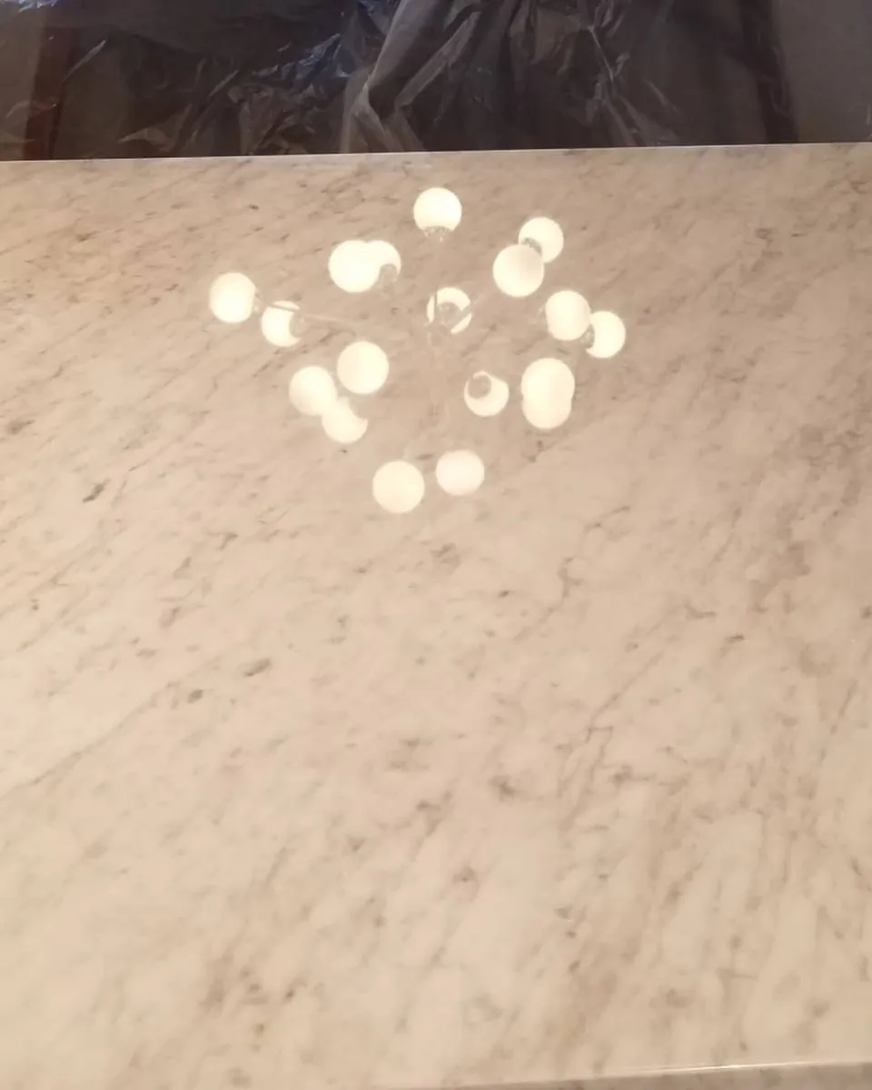 Finished marble countertop polished to a mirror finish