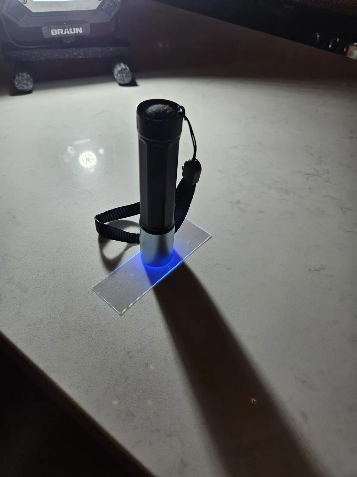 UV curing a quartz chip repair