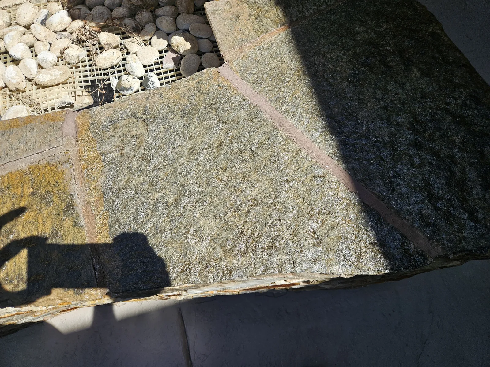 Sealed flagstone fountain cap stones with restored color