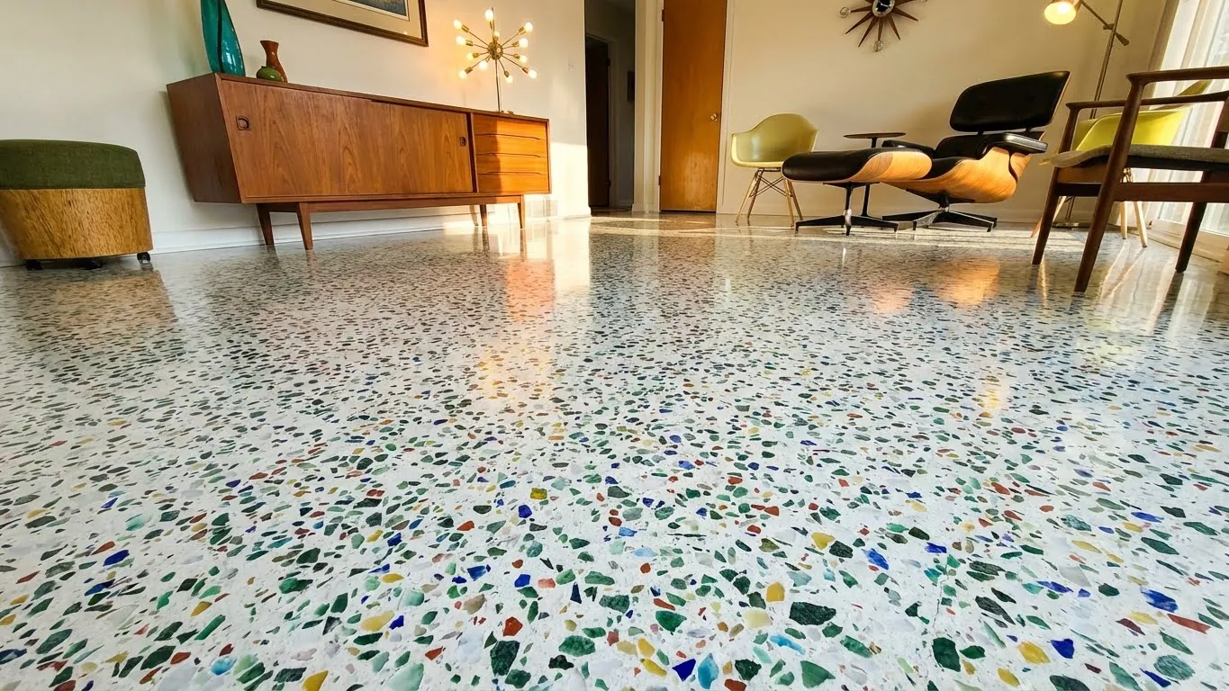 Restored terrazzo floor in a Henderson home