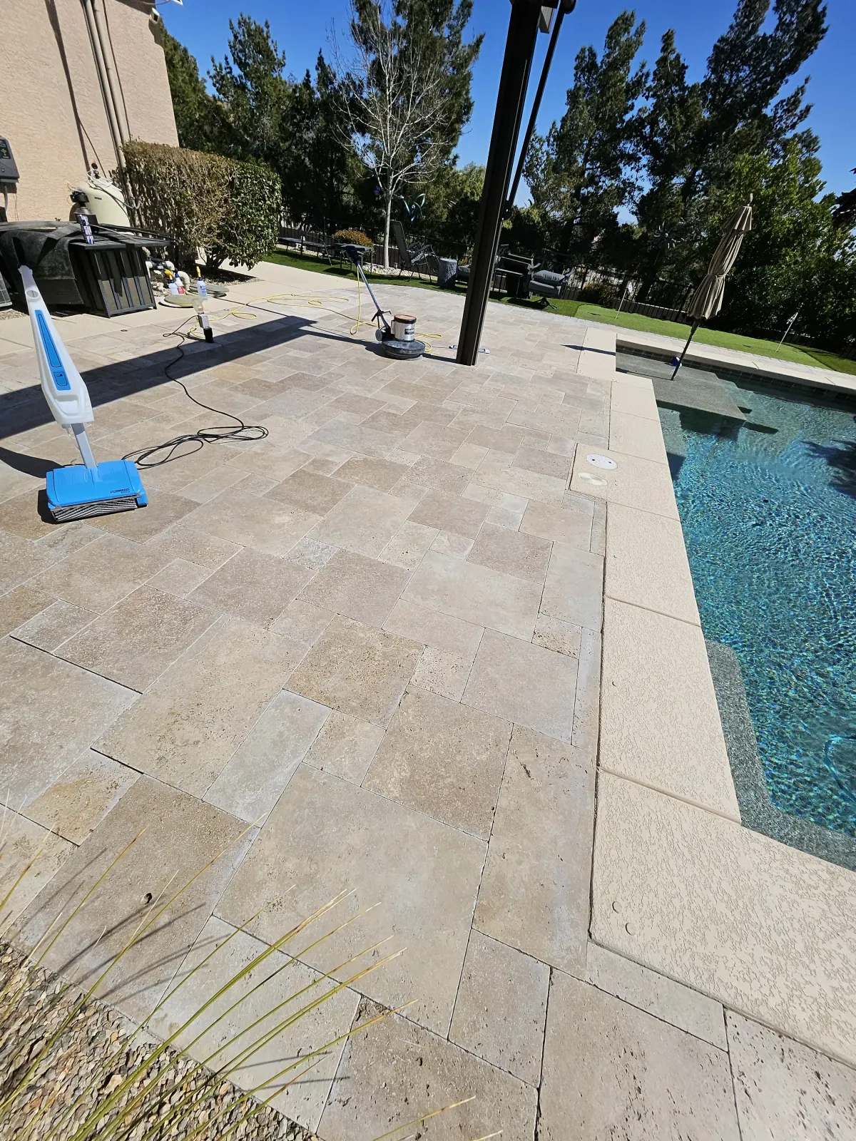 Pool Decks & Coping travertine restoration in Henderson