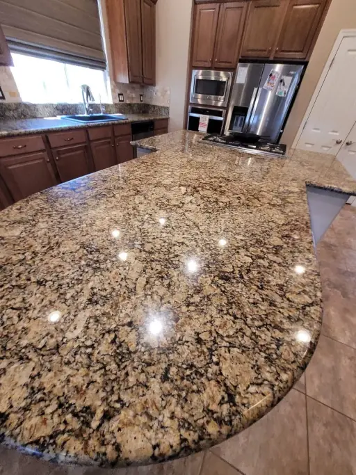 Granite countertop polished to a mirror finish in Henderson