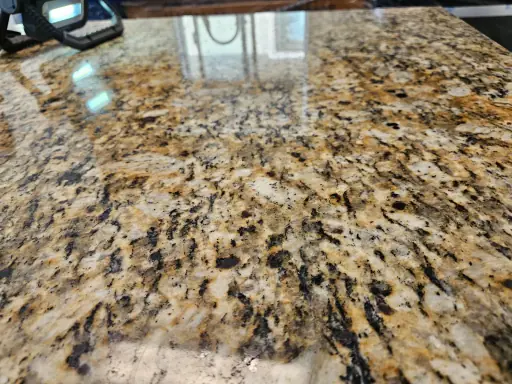 Granite countertop polished finish closeup