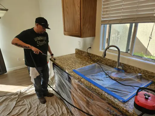 Granite countertop polishing in progress