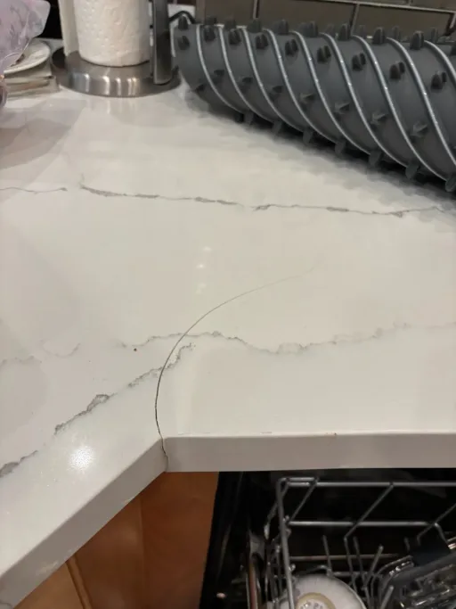 Hairline crack in quartz countertop
