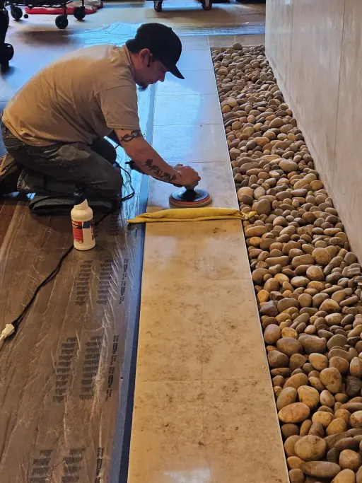 Limestone scratch repair and polishing in Summerlin