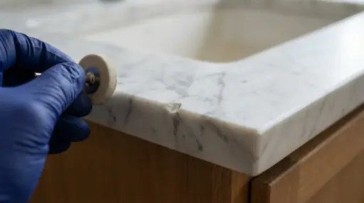 Marble countertop edge repair in The Ridges Summerlin