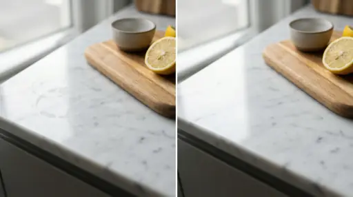 Marble etch removal before and after