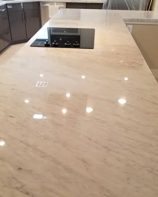 Polished marble countertop with cooktop in Las Vegas