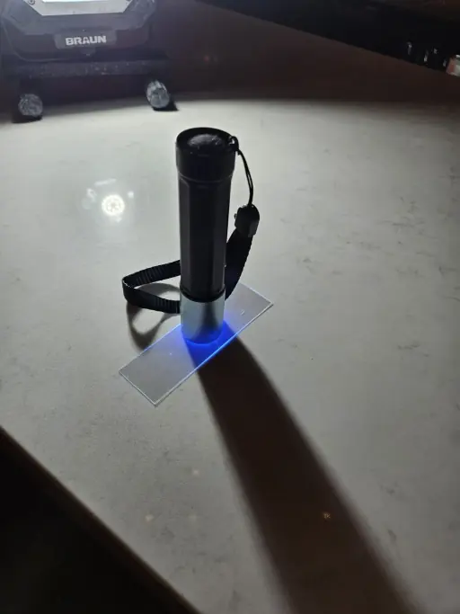 UV curing a quartz chip repair