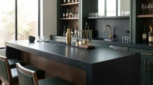 Soapstone bar countertop restoration